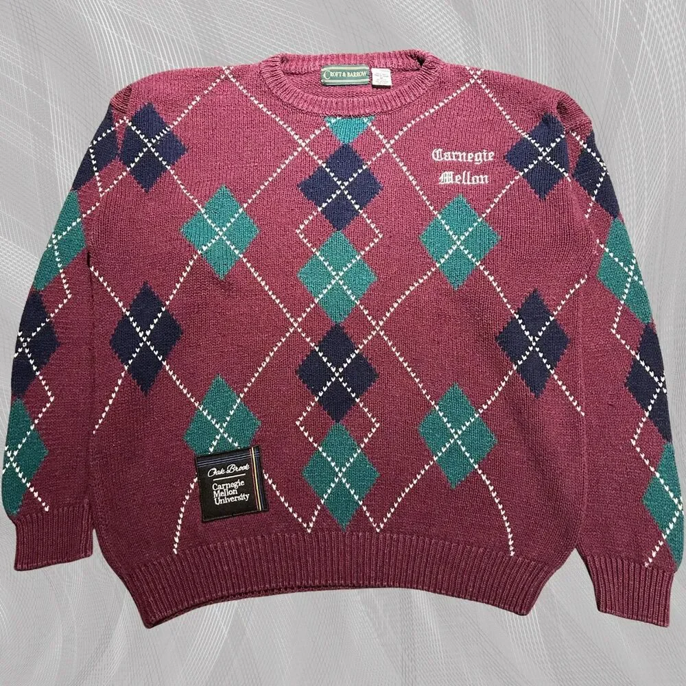 Oak Brook x Carnegie Mellon University Upcycled Tartan Plaid Sweater Size Medium